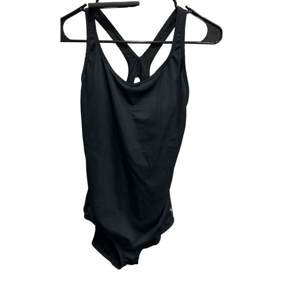 Speedo Womens Black Ribbed One-Piece Racerback Swimsuit Sz Medium - Picture 1 of 8